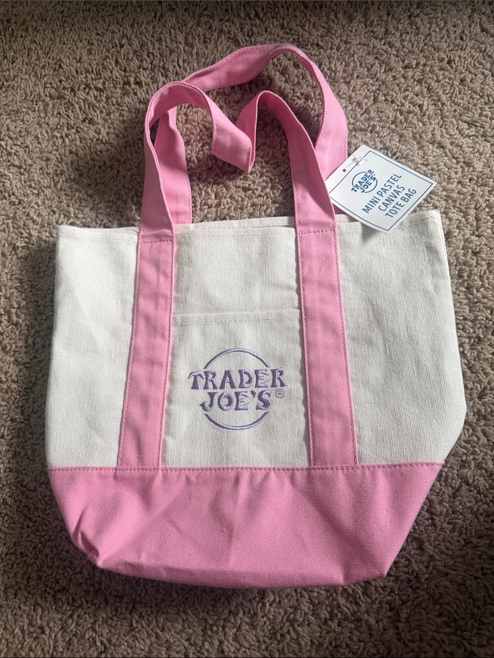 Trader Joe’s Pink & Cream Mini Canvas Tote Bag